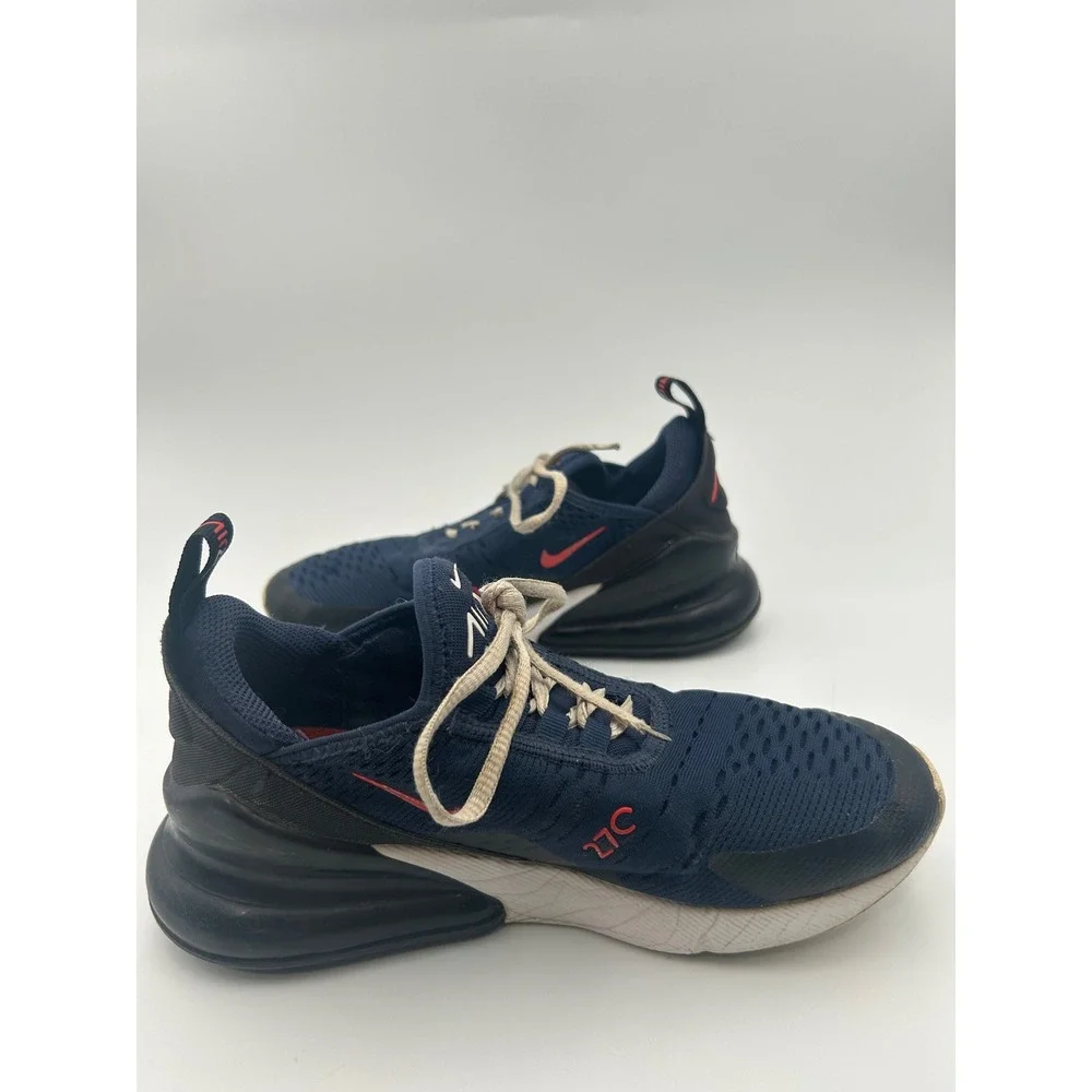Nike Air Max 270 Navy Blue Red Youth Sneakers 4Y 943345-410